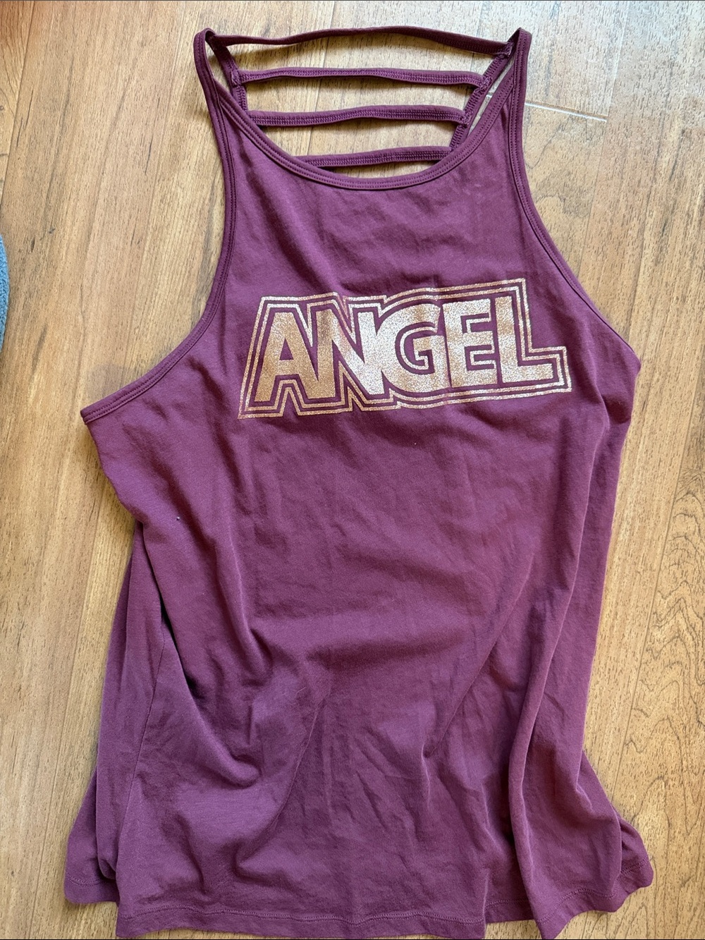 "ANGEL" Strappy Back Tank Top in Wine